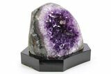 Amethyst Cluster with Calcite on Wood Base - Uruguay #253137-1